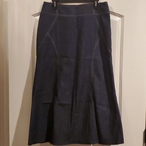 Long denim flared skirt